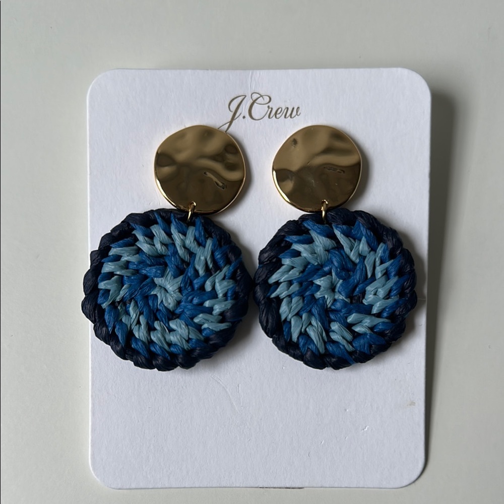 J. Crew Navy and Gold Round Earrings